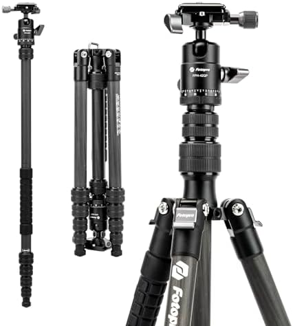 Fotopro 59″ Carbon Fiber Travel Tripod, Lightweight Compact Camera Tripod with Ball Head Quick Relea…