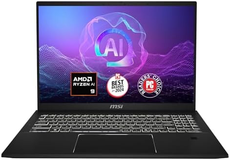 MSI Summit A16 AI+ (2024) 16” QHD+ 165Hz 2-in-1 Touchscreen Laptop: AMD Ryzen AI 9-365, Radeon Graph…