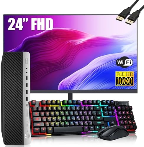 HP EliteDesk 800 G4 SFF Business Desktop PC with 24″” FHD Monitor, Intel Core i5-8500, 16 GB RAM DDR…