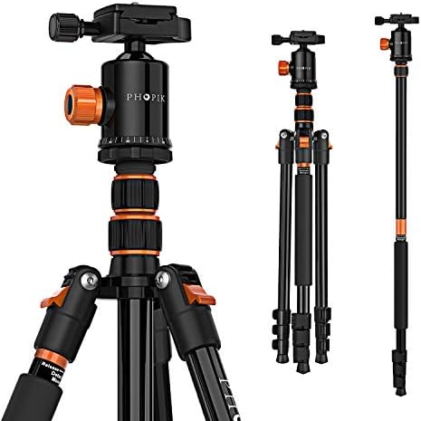 PHOPIK 77″ Camera Tripod,Travel Tripod for DSLR,Professional Tripod with 360 Degree Ball Head,Camera…