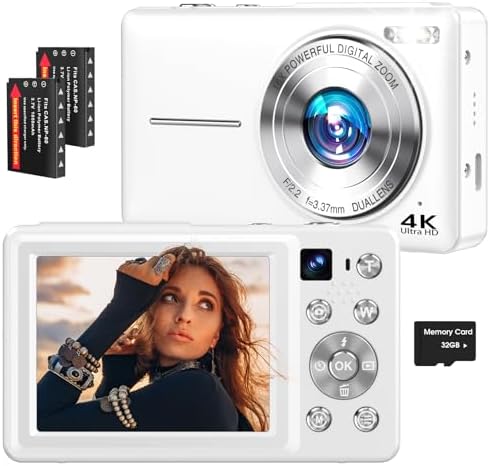 4K Digital Camera, 64MP Autofocus Vlogging Camera with Dual Lens, 16X Digital Zoom YouTube Compact T…