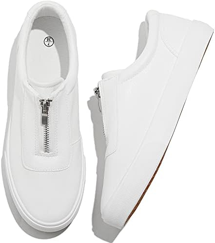 Adokoo Women’s PU Leather White Shoes Slip on Sneakers Casual Walking Shoes Fashion Sneakers Slip on…