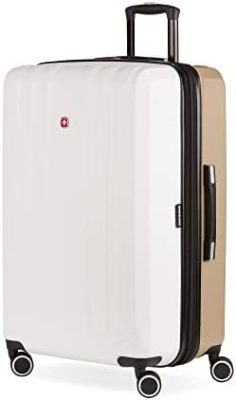 SwissGear 8028 Hardside Expandable Spinner Luggage, Ivory/Taupe, Checked-Large 28-Inch