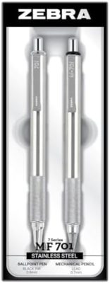 Zebra Pen M/F 701 Stainless Steel Mechanical Pencil and Ballpoint