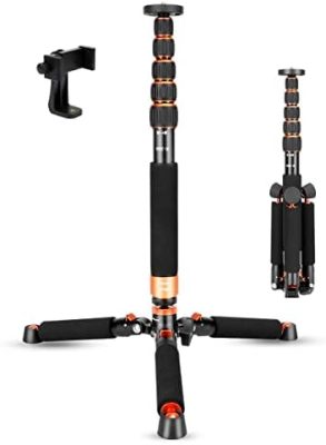 Koolehaoda Camera Aluminum Monopod with Metal Tripod Base.6 Sections 46-177cm/18-69inch