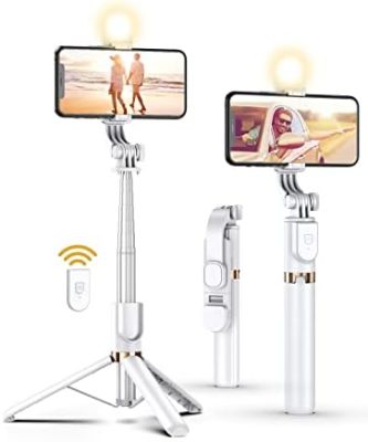 Selfie Stick Tripod with Wireless Remote, 46'' Cellphone Selfie Stick