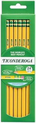 Ticonderoga Wood-Cased Pencils, Unsharpened, 2 HB Soft, Yellow, 24 Count