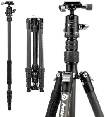 Fotopro 59" Carbon Fiber Travel Tripod, Lightweight Compact Camera Tripod