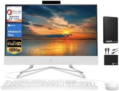HP 2024 Premium All-in-One Desktop Computer, 21.5" FHD Display, Dual-Core