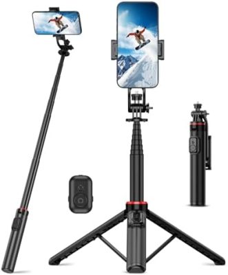 51”Selfie Stick Tripod, Aluminum Alloy Integrated Smartphone Tripod Stand with