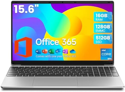 jumper Laptop 15.6 Inch, Office 365, 16GB RAM 640GB Storage, Quad Core N95 CPU, Laptop Computer with…