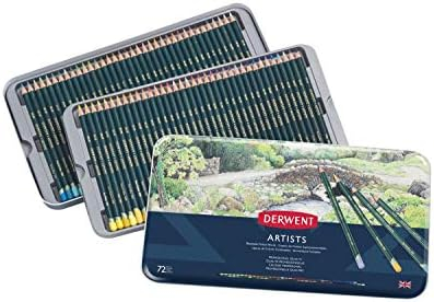 Derwent Artists Colored Pencils, 4mm Core, Metal Tin, 72 Count (32097)