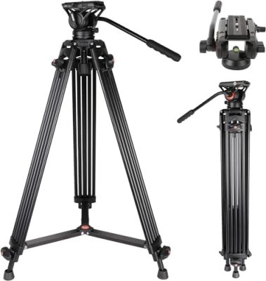 Video Tripod, COMAN 74" Professional Heavy Duty Camera Tripods with