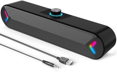 LENRUE Computer Speakers,Wired USB-Powered Sound-bar with 10W Stereo Sound for