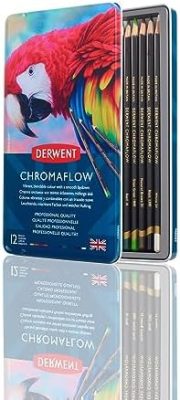 Derwent Chromaflow Colored Pencils Tin, Set of 12, Great for
