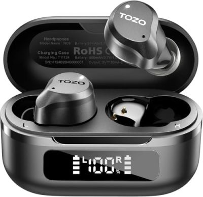 TOZO Hybrid Active Noise Cancelling Wireless Earbuds, 6 Mics ENC