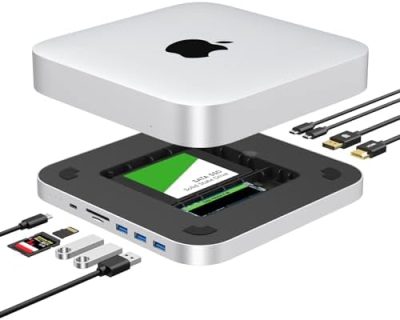 Mac Mini Dock, Docking with Dual SSD Enclosure- Fits M.2