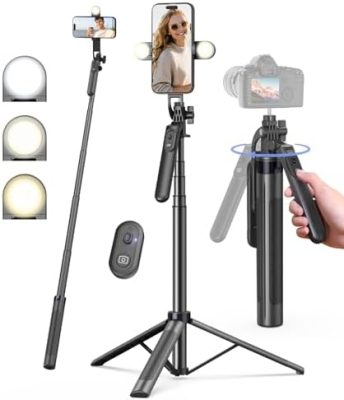 71" Phone Tripod,Tripod for iPhone with Fill Light and Rechargeable