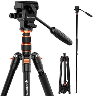 GEEKOTO Video Tripod Fluid Head,Professional Camera Tripod for DSLR,Monopod Aluminum