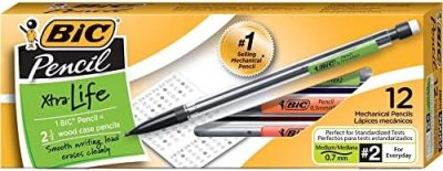 BIC Xtra-Life Mechanical Pencil, Clear Barrel, Medium Point (0.7mm), 12-Count