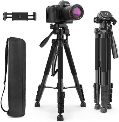 Aureday 74’’ Camera Tripod with Travel Bag,Cell Phone Tripod with
