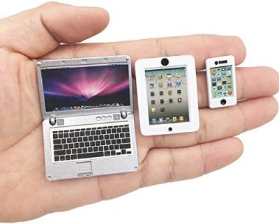 3 Pack Dollhouse Mini Laptop Tablet and Smart Phone Scene