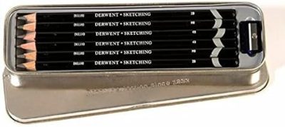 Derwent Sketching Pencils, 4mm Core, Metal Tin, 6 Count (0700836)