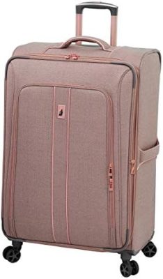 LONDON FOG Newcastle Softside Expandable Spinner Luggage, Rose Charcoal Herringbone,