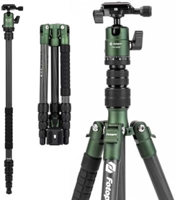 Fotopro 59" Carbon Fiber Travel Tripod, Compact Camera Tripod with