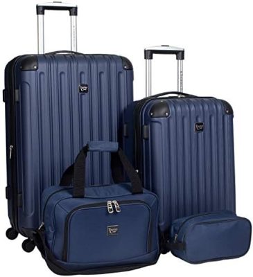 Travelers Club Midtown Hardside Luggage Travel, Navy Blue, 4-Piece Set