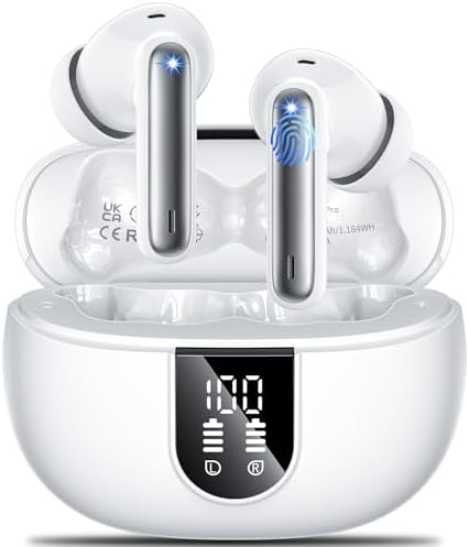 Wireless Earbuds Headphones Bluetooth 5.3 with 4 ENC Noise Cancelling Mics,Hi-Fi Stereo in Ear Ear B…