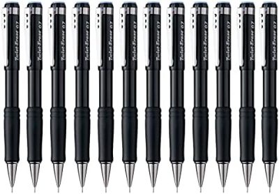 Pentel Twist-Erase III Mechanical Pencil, (0.7mm), Black Barrel, 12 Pack