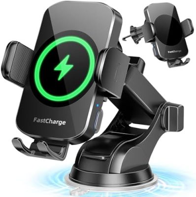 Wireless Car Charger, Fast Charging Phone Holder 3 in 1