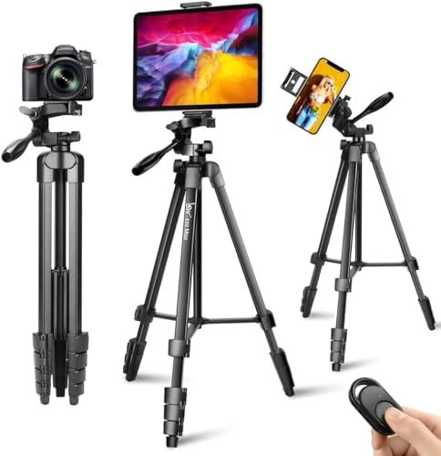 Lusweimi 72-Inch Tripod for ipad iPhone, Camera Tripod for Phone with 2 in 1 Phone Holder for Cell P…