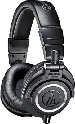 Audio-Technica ATH-M50X Professional Studio Monitor Headphones, Black, Professional Grade, Criticall...