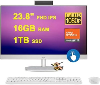 HP 24 AIO Desktop 23.8" FHD IPS Anti-Glare Touchscreen AMD