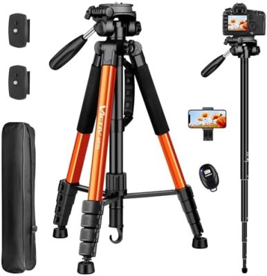 Tripod for Camera, 72" Tall Camera Tripod with Remote, Compact