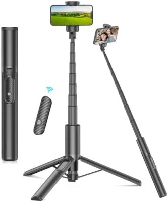 60" Phone Tripod & Selfie Stick with Remote for Cell