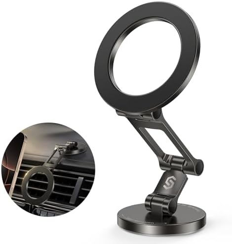 Syncwire Fits MagSafe Car Mount for Car Dash&Tesla Screen[All-Metal] Magnetic Phone Holder, [Flexibl…