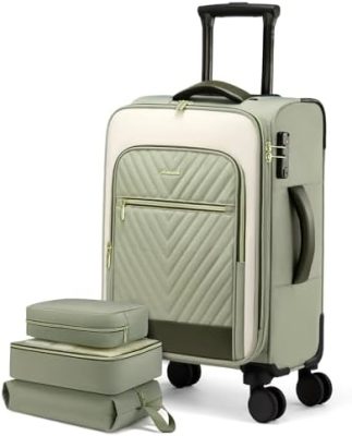 LOVEVOOK Carry On Luggage 22x14x9 Airline Approved,Carry-on Suitcase Set with