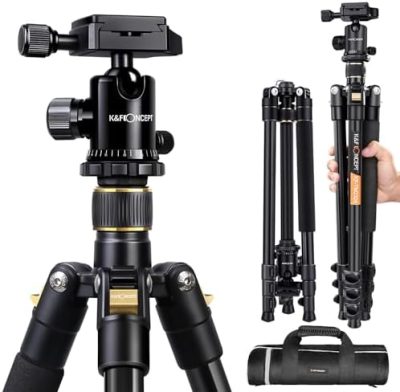 K&F Concept 64''/162cm DSLR Tripod,Lightweight and Compact Aluminum Camera Tripod