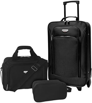Travelers Club Euro Carry-On Luggage, Black, 3-Piece Set