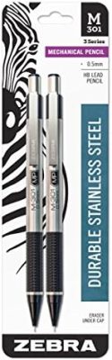 Zebra Pen M-301 Mechanical Pencil, Stainless Steel Barrel, Fine Point,