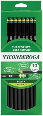 Ticonderoga Wood-Cased Pencils, Pre-Sharpened, 2 HB Soft, Black, 10 Count