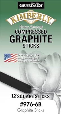 General's Kimberly Compressed Graphite Sticks, 6B Hardness, Black, Pack of