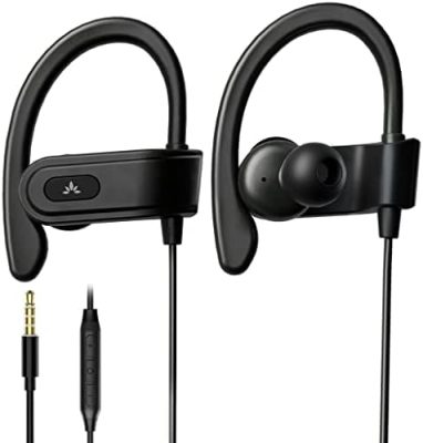 Avantree E171 - Sports Earbuds Wired with Microphone, Sweatproof Wrap