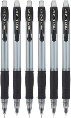 Pilot G2 Mechanical Pencils, 0.7mm HB Lead, Black/Clear Barrels, 6