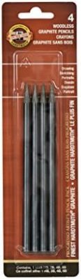 Koh-I-Noor Progresso Woodless Graphite 4-Pencil Set, HB, 2B, 4B, 6B