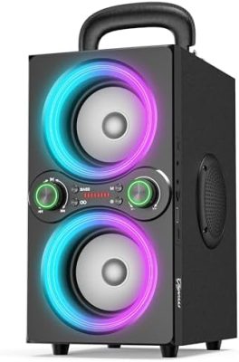 Bluetooth Speakers, 80W(Peak) Wireless TWS Portable Bluetooth Speaker, Beat-Driven Lights,
