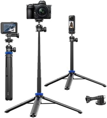 Selfie Stick Tripod for Gopro Camera, 62" Extendable Tripod Stand